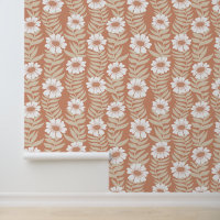 Dusty Terra Cotta Climbing Wavy Flower Stripe