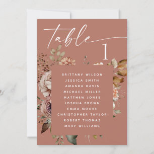 Dusty Terracotta Boho Floral Wedding Seating Chart Invitation