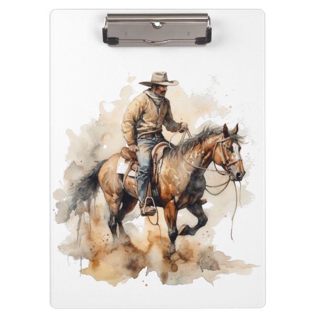 Dusty Trail Ride in Watercolor, custom  Clipboard (Front)