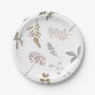 Dusty Vintage Botanical Sage Paper Plate