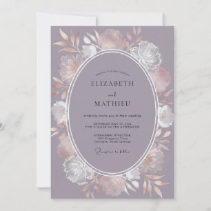 Dusty Vintage Mauve Watercolor Wedding Invitation