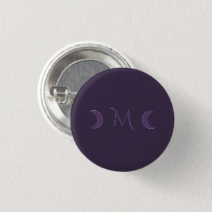 Dusty Violet Crescent Moons Monogram 3 Cm Round Badge