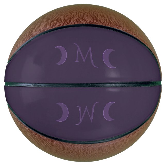 Dusty Violet Crescent Moons Monogram Basketball (Front)