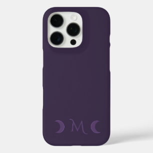 Dusty Violet Crescent Moons Monogram iPhone 16 Pro Case