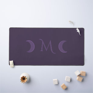Dusty Violet Crescent Moons Monogram Desk Mat