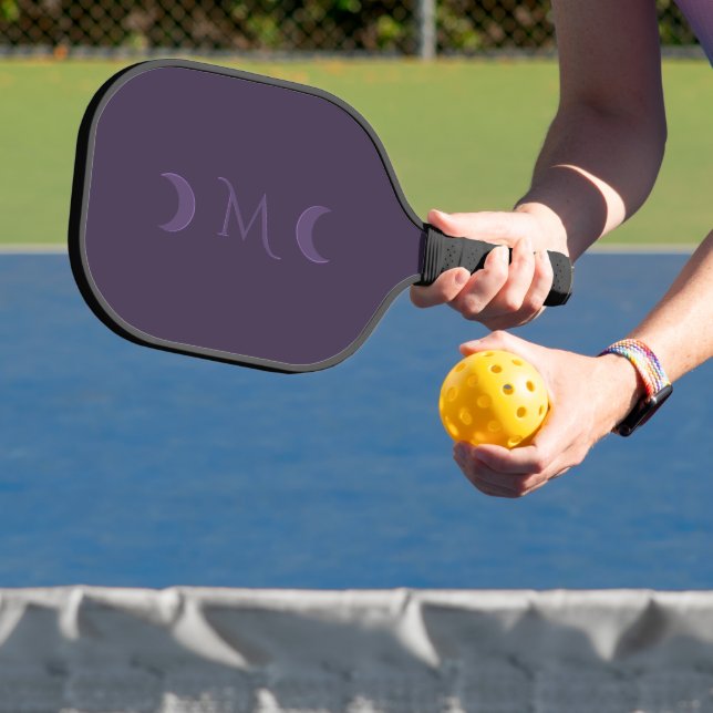 Dusty Violet Crescent Moons Monogram Pickleball Paddle (Insitu)