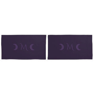 Dusty Violet Crescent Moons Monogram Pillowcase