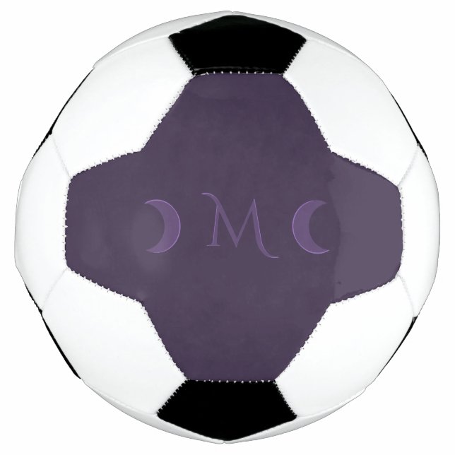Dusty Violet Crescent Moons Monogram Soccer Ball (Front)