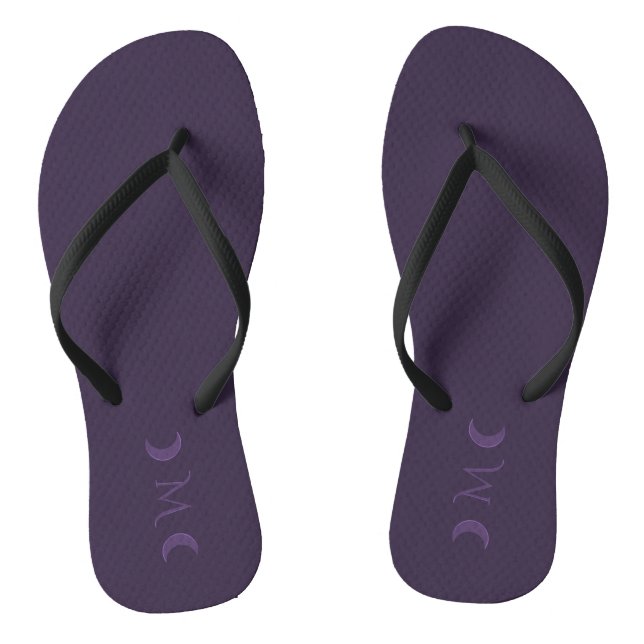 Dusty Violet Crescent Moons Monogram Thongs (Footbed)