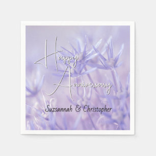 Dusty Violet Floral Background Anniversary Napkin