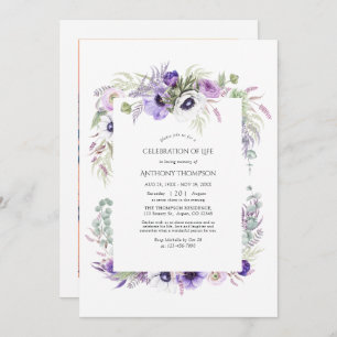 Dusty Violet Floral Celebration of Life Invitation