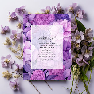 Dusty Violet Floral Wedding Invitation