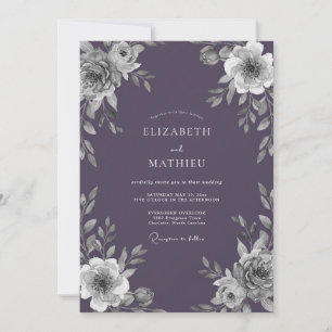 Dusty Violet Leafy Wedding Invitation