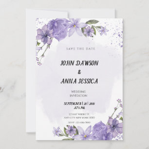  Dusty violet save the date simple wedding  Invitation