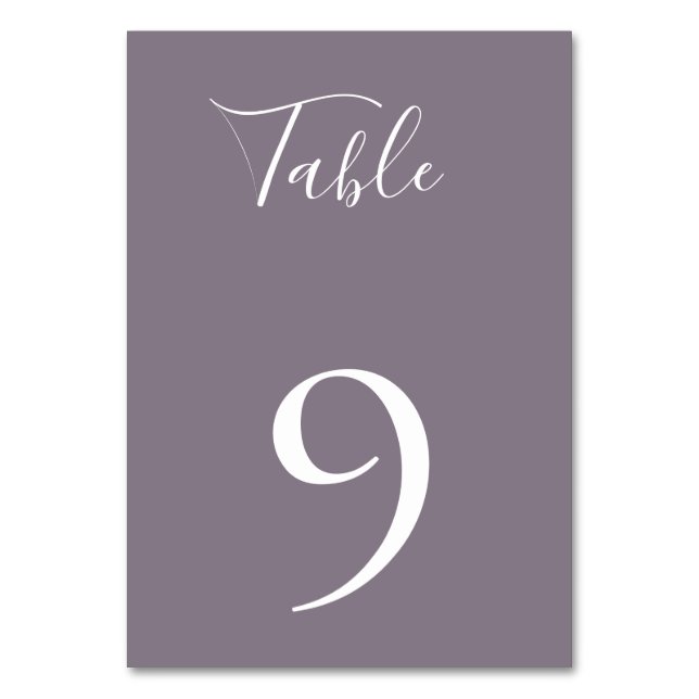 Dusty Violet Table Number Card (Front)
