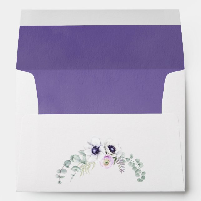 Dusty Violet Watercolor Floral Baby Shower Envelope (Back (Bottom))