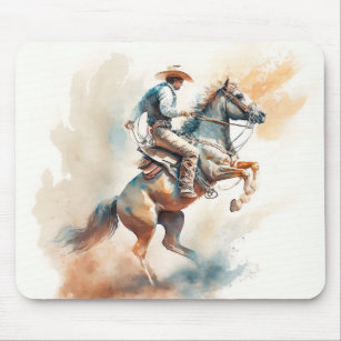 Dusty Western Watercolor “Bucking Bronco”   Mouse Pad