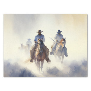 Dusty Western Watercolor “Posse - The Chase”    Tissue Paper