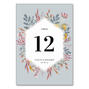 Dusty Wildflower Watercolor Botanical Wedding Tabl Table Number
