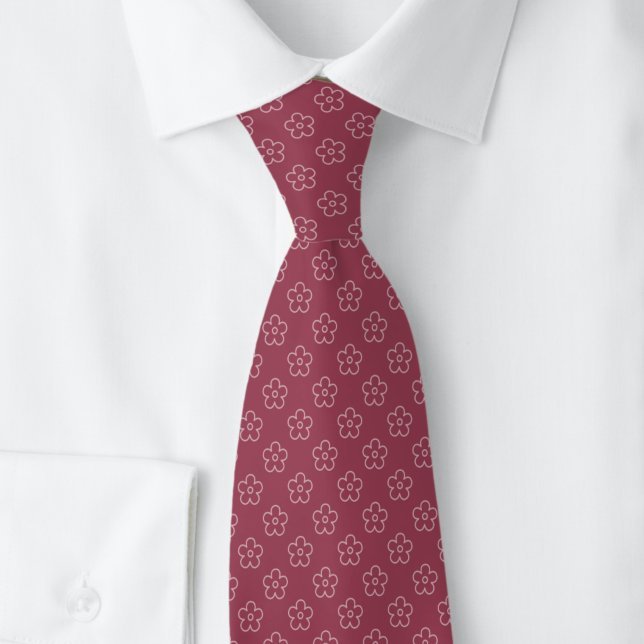 Dusty Wine Flower Doodle Tie (Creator Uploaded)