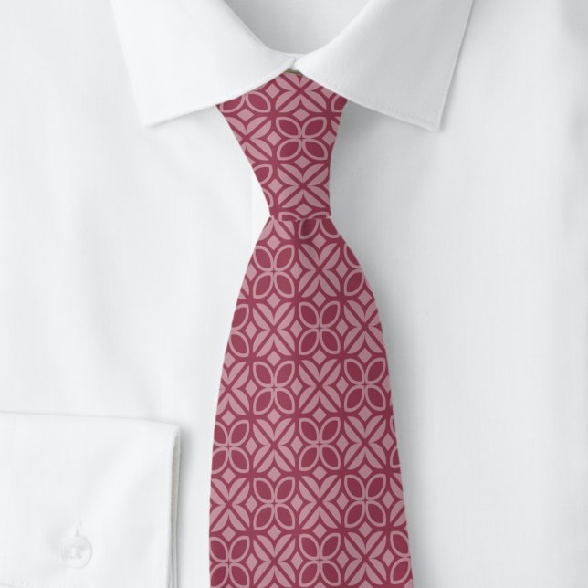 Dusty Wine Leaves & Lines Tie (Creator Uploaded)