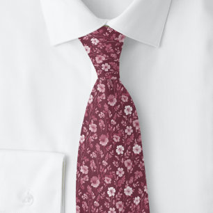 Dusty Wine Tiny Flowers Tie