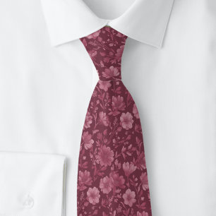 Dusty Wine Wildflowers Tie