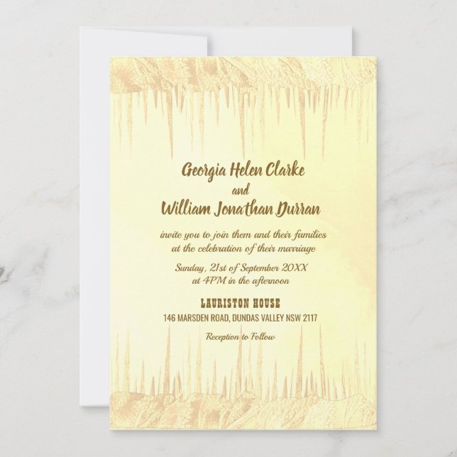 Dusty Yellow Icicle Wedding Invitation Card (Front)
