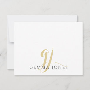 Dusty Yellow Script Initial Monogram Card