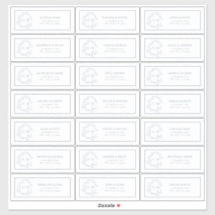 Dusy Blue Leafy Crest Monogram Guest Address