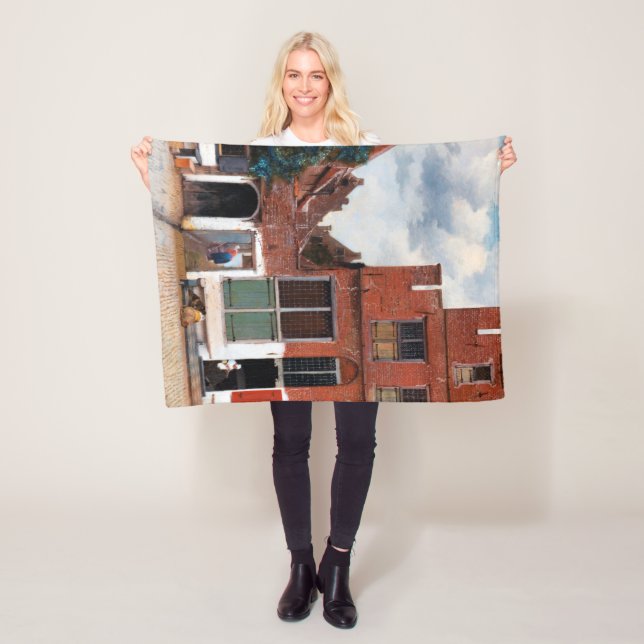 Dutch Alley, Johannes Vermeer Fleece Blanket (In Situ)