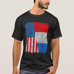 Dutch American Flag Half USA Netherlands Root Prou T-Shirt