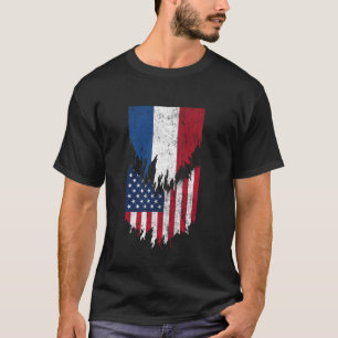 Dutch American Flags Ripped Torn Netherlands T-Shirt