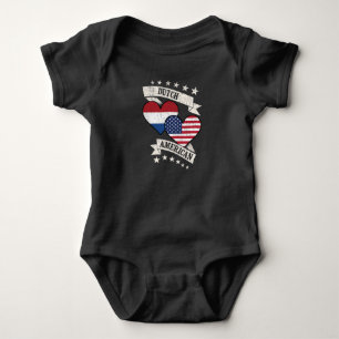 Dutch American Heart Flags Netherlands America Baby Bodysuit