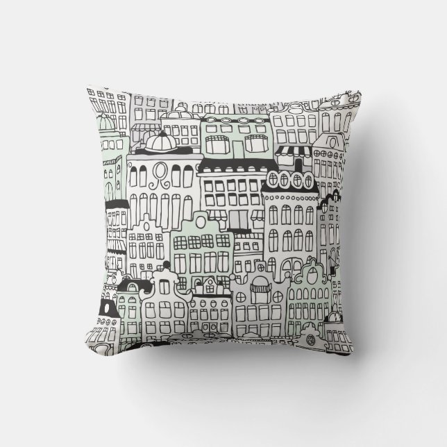 Dutch amsterdam illustration home pattern cushion (Front)
