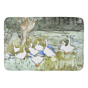 Dutch Art Nouveau Ducks and Geese Bath Mat