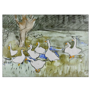 Dutch Art Nouveau Ducks and Geese Cutting Board