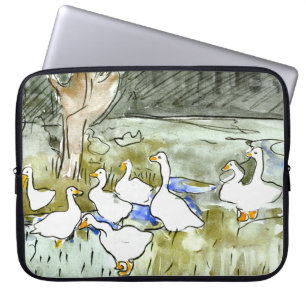 Dutch Art Nouveau Ducks and Geese Laptop Sleeve