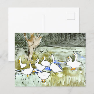 Dutch Art Nouveau Ducks and Geese Postcard
