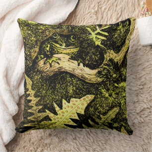 Dutch Art Nouveau Frog in Tree Cushion