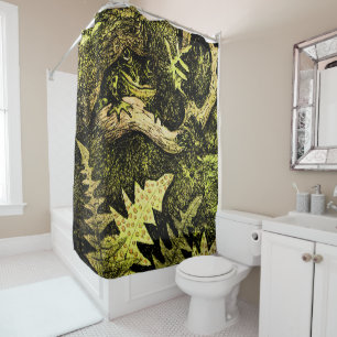Dutch Art Nouveau Frog in Tree Shower Curtain