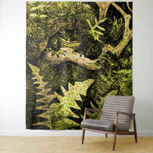Dutch Art Nouveau Frog in Tree Tapestry