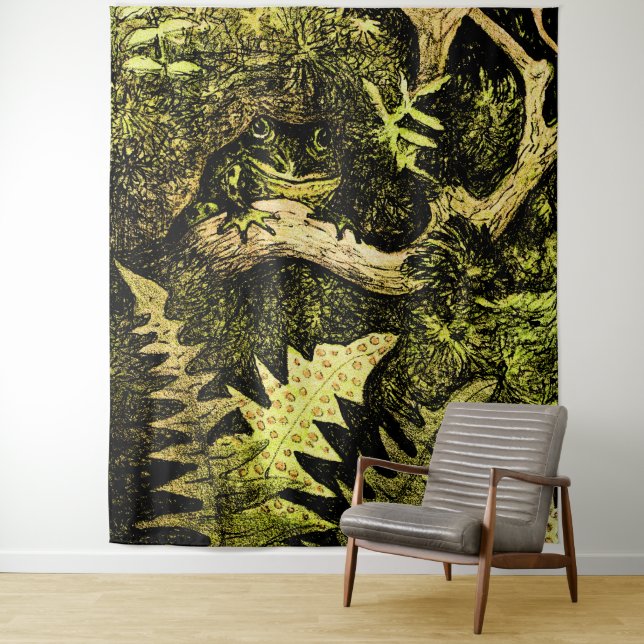 Dutch Art Nouveau Frog in Tree Tapestry (In Situ)