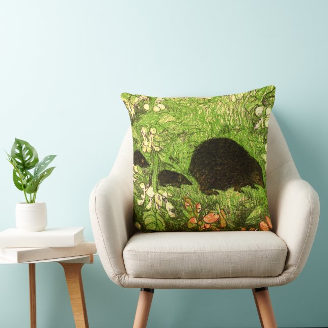 Dutch Art Nouveau Hedgehog and Babies Cushion (Chair)