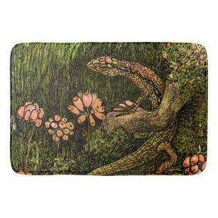Dutch Art Nouveau Lizard and Wildflowers Bath Mat