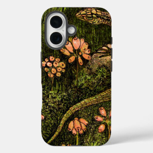 Dutch Art Nouveau Lizard and Wildflowers iPhone 16 Case