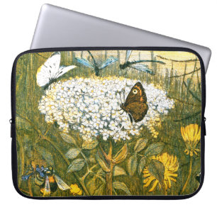 Dutch Art Nouveau Meadow Wildflowers, Butterflies Laptop Sleeve