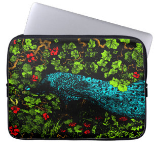 Dutch Art Nouveau Peacock and Butterfly  Laptop Sleeve