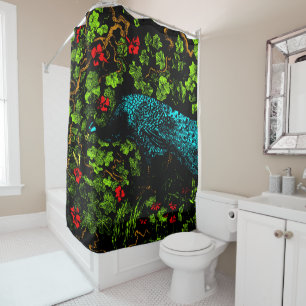 Dutch Art Nouveau Peacock and Butterfly Shower Curtain