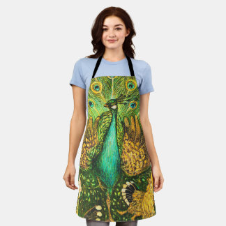 Dutch Art Nouveau Peacock and Chickens Apron